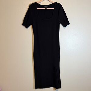 Rachel Zoe Elegant Black Midi Sweater Dress